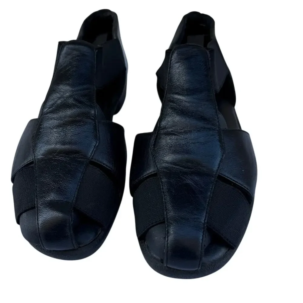 Airspree Black Leather Slip-On Sandals Women’s Size 7 Comfort Summer Shoes
